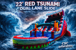 22 Foot Red Tsunami Dual Lane Slide Dry