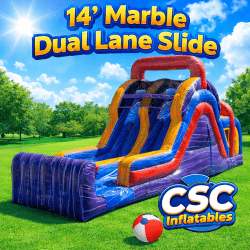14 Foot Marble Dual Lane Slide Wet